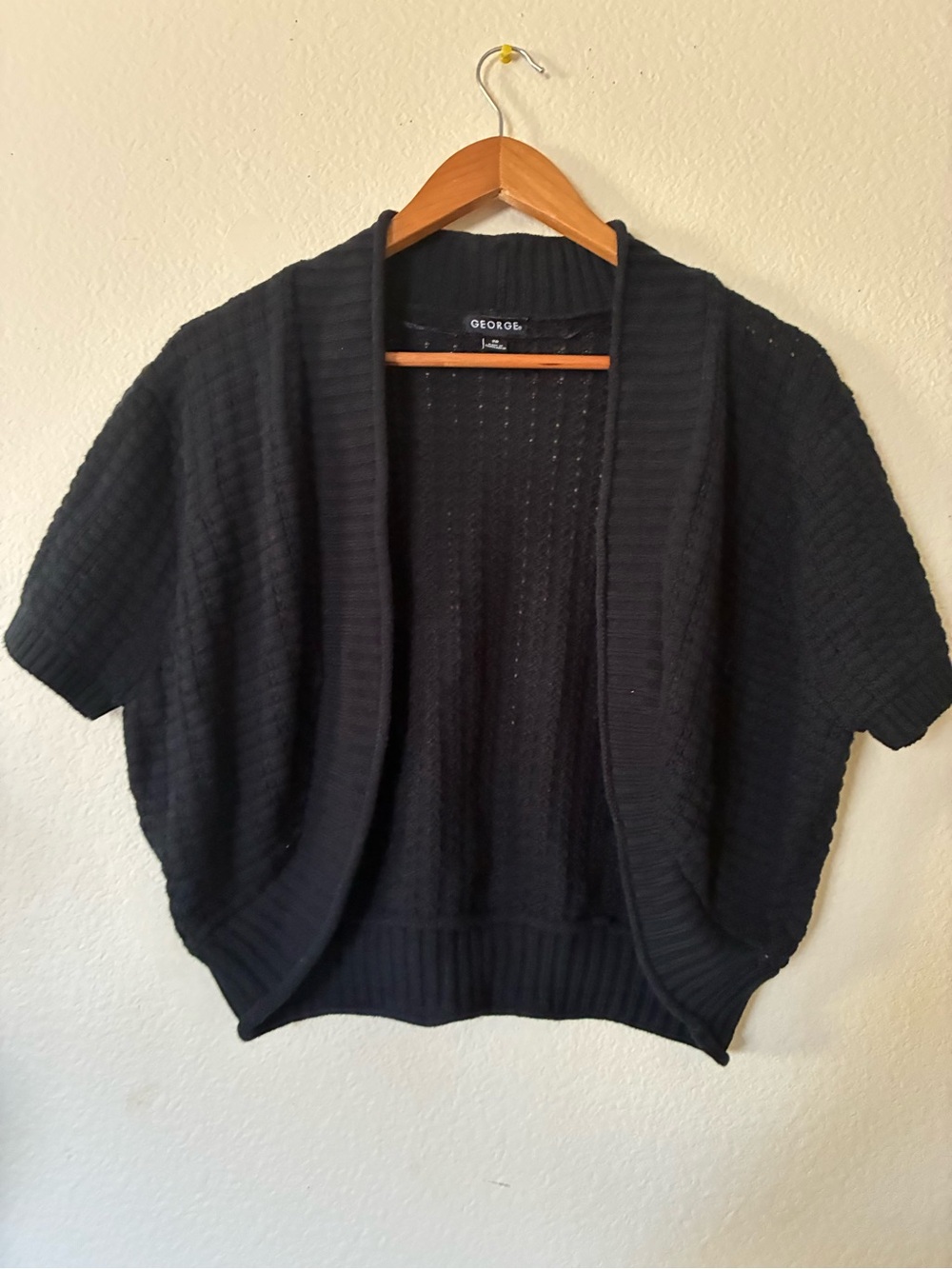 George Black Short-Sleeve Open-Front Cardigan